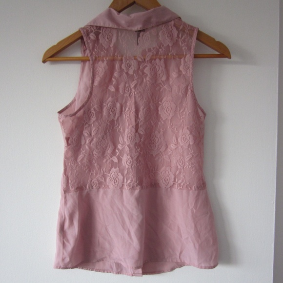 Dynamite - Blush Pink Sleeveless Blouse with Lace - Picture 1 of 5